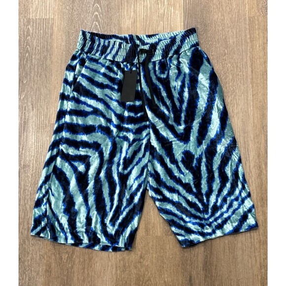 R13 Teal Zebra Velvet Baggy Lounge Shorts Womens Small Silk Blend